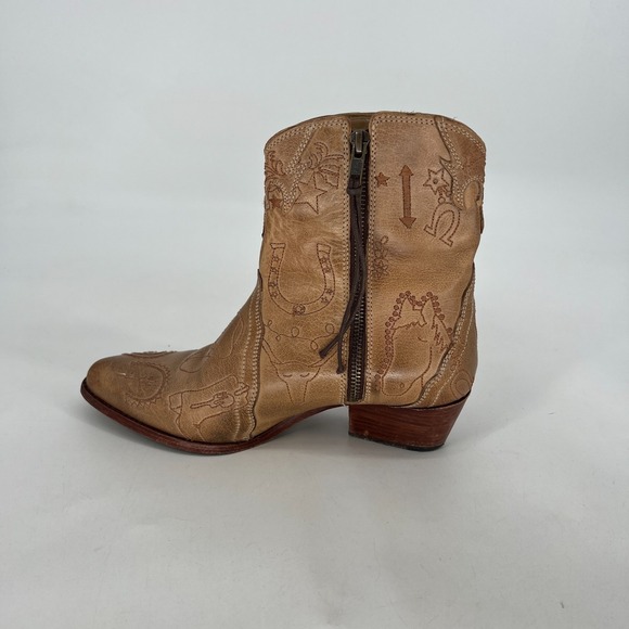 Free People Frontier Doodle Boots Womens 7.5 Western Rodeo Country Embroidered - Picture 9 of 15